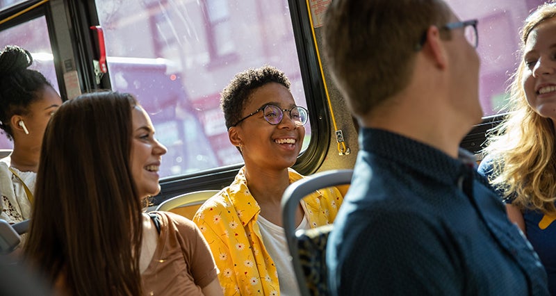 New Pitt students explore the city on a city bus