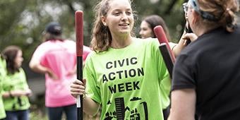 student participating in Pitt Make a Difference Day