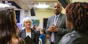 Dean of Students Carla Panzella and Vice Provost for Student Affairs Kenyon Bonner