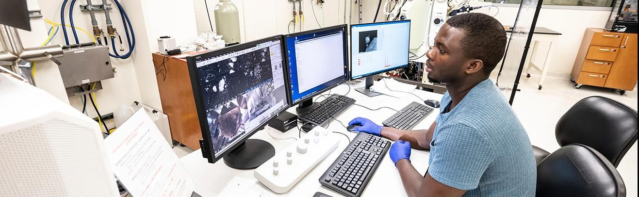 student working in nanoscience lab